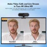 TOALLIN 4K Webcam for PC, 1080P@60FPS, 1/2.5" Sensor & 12MP, PDAF Autofocus, Built-in Mic and Sliding Privacy Cover, USB Web Camera for Gaming, Conferencing, Streaming and Video Calls - Image 3