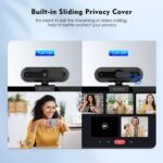 TOALLIN 4K Webcam for PC, 1080P@60FPS, 1/2.5" Sensor & 12MP, PDAF Autofocus, Built-in Mic and Sliding Privacy Cover, USB Web Camera for Gaming, Conferencing, Streaming and Video Calls - Image 6