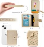 M-Plateau Small Wallet for Women, Phone Wallet with Zipper Coin Purse Credit Card Holder for Women Designed for iPhone 14 Plus Case (Gold) - Image 3