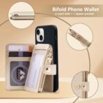 M-Plateau Small Wallet for Women, Phone Wallet with Zipper Coin Purse Credit Card Holder for Women Designed for iPhone 14 Plus Case (Gold) - Image 4
