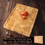 Wooden Butcher Block End Grain Cutting Board - 17x13x1.5in Reversible Multipurpose Chopping Board with Juice Groove, Cracker Holder & Inner Handles - Image 7