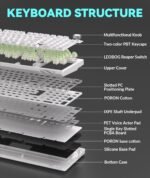SOLAKAKA KI99 Pro 96% Wireless Mechanical Keyboard, RGB Gaming Keyboard, Hot-Swappable Pre-Lubed Switches, Gasket Structure Creamy Keyboards (Contour-Style White, Non-Silent Version) - Image 5