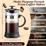 LemonRoad 4 Pack French Press Coffee Maker Borosilicate Glass Coffee Press Heat Resistant Stainless Steel Tea Maker for Travel Camping Kitchen Gifts Includes Pot Filters (34oz) - Image 3