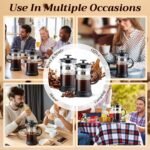 LemonRoad 4 Pack French Press Coffee Maker Borosilicate Glass Coffee Press Heat Resistant Stainless Steel Tea Maker for Travel Camping Kitchen Gifts Includes Pot Filters (34oz) - Image 6