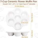 Youeon 2 Pcs Ceramic Muffin Pans, 7 Cup Nonstick Cupcake Baking Pans with Floral Handles, Durable Oven & Dishwasher Safe Ceramic Muffin Tins for Muffins, Cupcakes, Cheesecakes, and More - Image 3