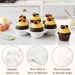 Youeon 2 Pcs Ceramic Muffin Pans, 7 Cup Nonstick Cupcake Baking Pans with Floral Handles, Durable Oven & Dishwasher Safe Ceramic Muffin Tins for Muffins, Cupcakes, Cheesecakes, and More - Image 4