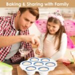 Youeon 2 Pcs Ceramic Muffin Pans, 7 Cup Nonstick Cupcake Baking Pans with Floral Handles, Durable Oven & Dishwasher Safe Ceramic Muffin Tins for Muffins, Cupcakes, Cheesecakes, and More - Image 7