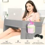 Reading Pillow for Gaming,Soft Lap Desk Pillow for Laptop,Ultimate Lap Pillow with Cup Holder Pocket,Comfort Laptop Lap Desk for Bed Couch Car (Gray, Large) - Image 3