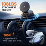 Car Phone Holder for Magsafe Car Mount [108+LBS Strongest Suction&15W Wireless Faster Charging] Vacuum Magnetic Car Phone Holder – 360° Adjustable Mount for for iPhone & Android (Orange) - Image 3