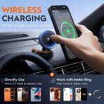 Car Phone Holder for Magsafe Car Mount [108+LBS Strongest Suction&15W Wireless Faster Charging] Vacuum Magnetic Car Phone Holder – 360° Adjustable Mount for for iPhone & Android (Orange) - Image 5