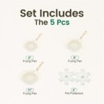 Chef Power Ceramic Frying Pan with Stainless Steel handle 5Pcs Set, Non Stick Grill Pan Set, Dishwasher and Oven Safe, Cream White and Light Gold Handle - Image 3