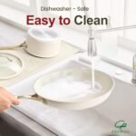 Chef Power Ceramic Frying Pan with Stainless Steel handle 5Pcs Set, Non Stick Grill Pan Set, Dishwasher and Oven Safe, Cream White and Light Gold Handle - Image 4