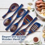 Wooden Spoons for Cooking, Pakkawood Kitchen Utensil Set Spectrum Color, Premium Durable Wooden Utensils for Nonstick Cookware, Heat Resistant, Smooth Finish, Comfortable Grip, 7 Piece - Image 7