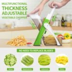 Safe Mandoline Slicer for Kitchen, Professional Vegetable Chopper With Container, Onion Chopper/Potato Slicer, More with 30+ Presets & Thickness Adjuster, Faster Food Chopper Gadgets - Green - Image 3