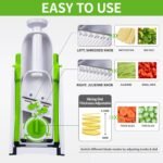 Safe Mandoline Slicer for Kitchen, Professional Vegetable Chopper With Container, Onion Chopper/Potato Slicer, More with 30+ Presets & Thickness Adjuster, Faster Food Chopper Gadgets - Green - Image 4