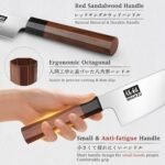 SHAN ZU 6 Inch Chef Knife for Small Hands, Japanese High Carbon Steel Kitchen Knife, Multi-function Mini Size Sharp Cooking & Sashimi Knife with Ergonomic Red Sandalwood Handle - Image 4