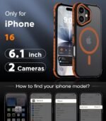 DEERLAMN Strong Magnetic Case for iPhone 16 6.1-Inch,[Compatible with Magsafe][Military Grade Drop Protection] Translucent Matte Shockproof Protective Phone Cover-Frosted Orange - Image 3