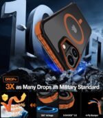 DEERLAMN Strong Magnetic Case for iPhone 16 6.1-Inch,[Compatible with Magsafe][Military Grade Drop Protection] Translucent Matte Shockproof Protective Phone Cover-Frosted Orange - Image 4