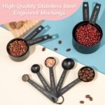 Measuring Cups and Spoons Set of 9, Stainless Steel Measuring cup for Cooking and Baking, Measuring spoons for Dry and Liquid Ingredients (Black) - Image 3