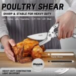 Huusk Kitchen Scissors All Purpose Poultry Shears Heavy Duty Ultral Sharp Detachable Kitchen Shears for Chicken Bone Turkey Silvery Stainless Steel Cooking Shear Thanksgiving - Image 3