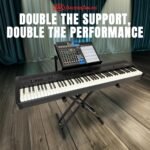 AxcessAbles Portable Two-Tier DJ Table Stand| Two Tier Piano Keyboard Stand for Sheet Music and Tablet | DJ Laptop and Controller Stand | Music Production Workstation | Booth Stand - Image 3