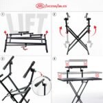 AxcessAbles Portable Two-Tier DJ Table Stand| Two Tier Piano Keyboard Stand for Sheet Music and Tablet | DJ Laptop and Controller Stand | Music Production Workstation | Booth Stand - Image 4