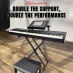 AxcessAbles Portable Two-Tier DJ Table Stand| Two Tier Piano Keyboard Stand for Sheet Music and Tablet | DJ Laptop and Controller Stand | Music Production Workstation | Booth Stand - Image 5
