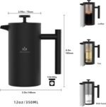 French Press Coffee Maker, 12OZ Double Wall Vacuum Insulated 304 Stainless Steel for Home, Camping and Office - Image 3