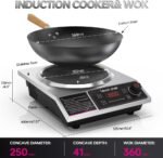leconchef Induction Cooker with Wok 1800W Professional Electric Induction Burner with 11-Level Setting for Cooking,24-hour Timer and Preset,Keep warm,14" Carbon Steel Wok Included - Image 3