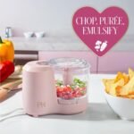Paris Hilton 1.5-Cup Food Chopper, Stainless Steel Blade With One-Touch Pulse Control, Compact Mini Electric Chopper For Vegetables, Herbs, Nuts & Dressings, Pink - Image 4