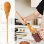 MORGLES 3Pcs Wooden Spoons for Cooking, 12 Inches Long Handle Mixing Spoons, Natural Wood Kitchen Utensils for Stirring, Serving & Eating - Image 5