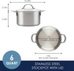 Rachael Ray Professional Stainless Steel Stockpot with Lid, Compatible with All Cooktops, Induction Ready, Dishwasher Safe, 6 Quart Stock Pot - Stainless Steel - Image 3