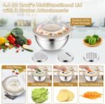 P&P CHEF Mixing Bowls with Lids Set of 3, Stainless Steel Mixing Bowl and Colander for Kitchen, 3 Grater Attachments & Non-Slip Bottoms, Visible & Airtight Lid, Khaki - Image 4