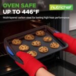 NutriChef 3-Piece Nonstick Cookie Sheets for Baking – Carbon Steel Stackable Bakeware Set w/ Silicone Handles - Non Toxic Baking Pan - Durable & Wrap Resistance, Oven Safe - Easy cleanup - Image 3