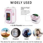 Pulse Oximeter Fingertip, Blood Oxygen Saturation Monitor with Large LED Display, Heart Rate Monitor for Adults, Fingertip Pulse Oximetr, with Lanyard (Rose Gold) - Image 5