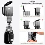 SUSTEAS Cold Press Juicer, 300W, 5.3" Large Feed Chute, 1.5L Capacity, Automatic Feeding, High Yield, Easy to Clean, Ideal for Whole Fruits & Vegetables, Black - Image 3