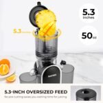 SUSTEAS Cold Press Juicer, 300W, 5.3" Large Feed Chute, 1.5L Capacity, Automatic Feeding, High Yield, Easy to Clean, Ideal for Whole Fruits & Vegetables, Black - Image 4