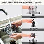 SUSTEAS Cold Press Juicer, 300W, 5.3" Large Feed Chute, 1.5L Capacity, Automatic Feeding, High Yield, Easy to Clean, Ideal for Whole Fruits & Vegetables, Black - Image 5