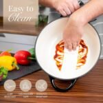 Nuovva Enamelled Cast Iron Dutch Oven Pot with Lid – 6.4 Quart Non Stick Casserole Pot – Heavy Duty & Oven Safe up to 500° F for Bread Baking, Braising, Stews, Roasting – 28cm Black - Image 6