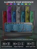 SABLUTE Ergonomic Wireless Keyboard and Mouse Combo - Wave Keyboard with Soft Leather Wrist Rest, Resistant Keys, RGB Backlit Rechargeable Set for PC/Mac/Chromebook (Black) - Image 4