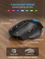 SABLUTE Ergonomic Wireless Keyboard and Mouse Combo - Wave Keyboard with Soft Leather Wrist Rest, Resistant Keys, RGB Backlit Rechargeable Set for PC/Mac/Chromebook (Black) - Image 5