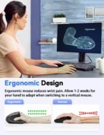 TECKNET 2.4G Ergonomic Mouse Vertical Wireless - 4800 DPI Optical Carpal Tunnel Mouse Right Hand, 5 Adjustable DPI, Quiet Clicks, 6 Buttons for Laptop, Desktop, PC, Computer - Black - Image 3
