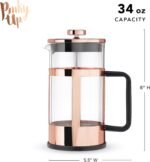 Pinky Up Piper Tea Press Pot, Coffee Maker, French Press for Loose Leaf Tea and Coffee, Hot or Iced Beverage Brewer, 34 oz, Rose Gold - Image 4
