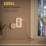 Wall Outlet Extender with Night Light, Power Plug Adapter 6 Outlet Extender with 4 USB Charging Ports 1050J Power Strip Multi Plug Adapter Spaced for Home Travel Office (2U2C) - Image 4