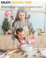 Electric Hand Mixer, Powerful 300W Hand Mixer Electric Handheld with 304 Beaters, Dough Hook,Hand Held Mixer with Turbo for Baking Cakes, Eggs, Cream Food(Pink) - Image 3