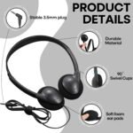 Bulk Headphones 50 Pack for Kids School Classroom,Wholesale Wired Adjustable On Ear Earphones Class Set for Students Children Toddler Teens Boys Girls and Adult (GS857, Black) - Image 4