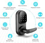 Sifely Keyless Entry Smart Lock - Fingerprint & Keypad Access, Front Door Handle, Black - Image 3