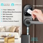Sifely Keyless Entry Smart Lock - Fingerprint & Keypad Access, Front Door Handle, Black - Image 4