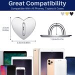 Moxweyeni 6 Pcs Cell Phone Ring Holder, Heart Phone Charm Hook Adhesive Smartphone Finger Ring Stand Sticky Metal Loop Grip for Cellphone Case Pad Tablet DIY Accessories - Image 3