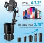 Cup Holder Phone Mount, 2 in 1 Cup Holder Expander for Car Long Arm with 360°Rotation Cup Holder Cell Phone Holder for Car Compatible with All Smartphones - Image 4